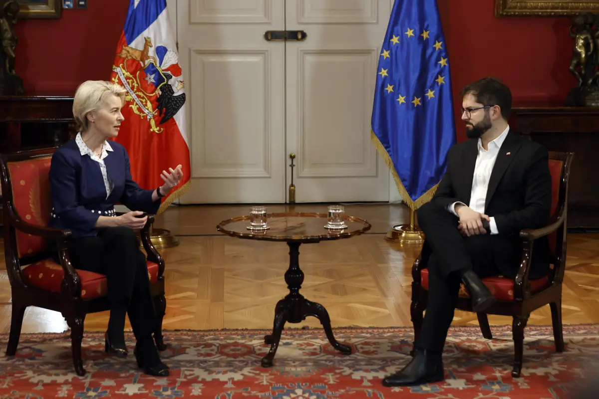 La presidenta de la Comisión Europea, Ursula von der Leyen, continuó en Chile su gira por América Latina.